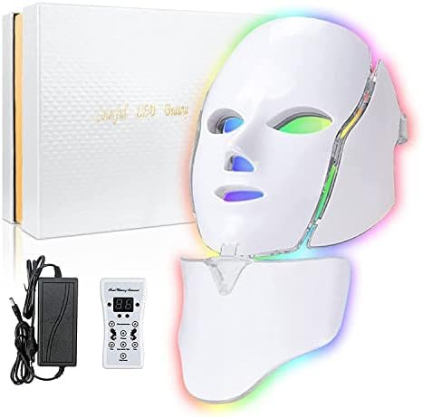 LOUDYKACA Led Face Mask Light Therapy 7 Color Led Light Therapy Facial Mask Blue Red Light Therapy for Face Acne Reduction Skin Care Mask