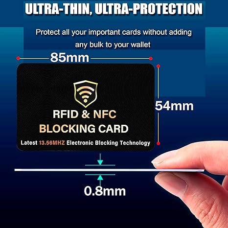 SaiTech IT 2 Pack RFID Blocking Card, One Card Protects Entire Wallet Purse, NFC Contactless Bank Debit Credit Card Protector ID ATM Guard Card Blocker–(Black) hover